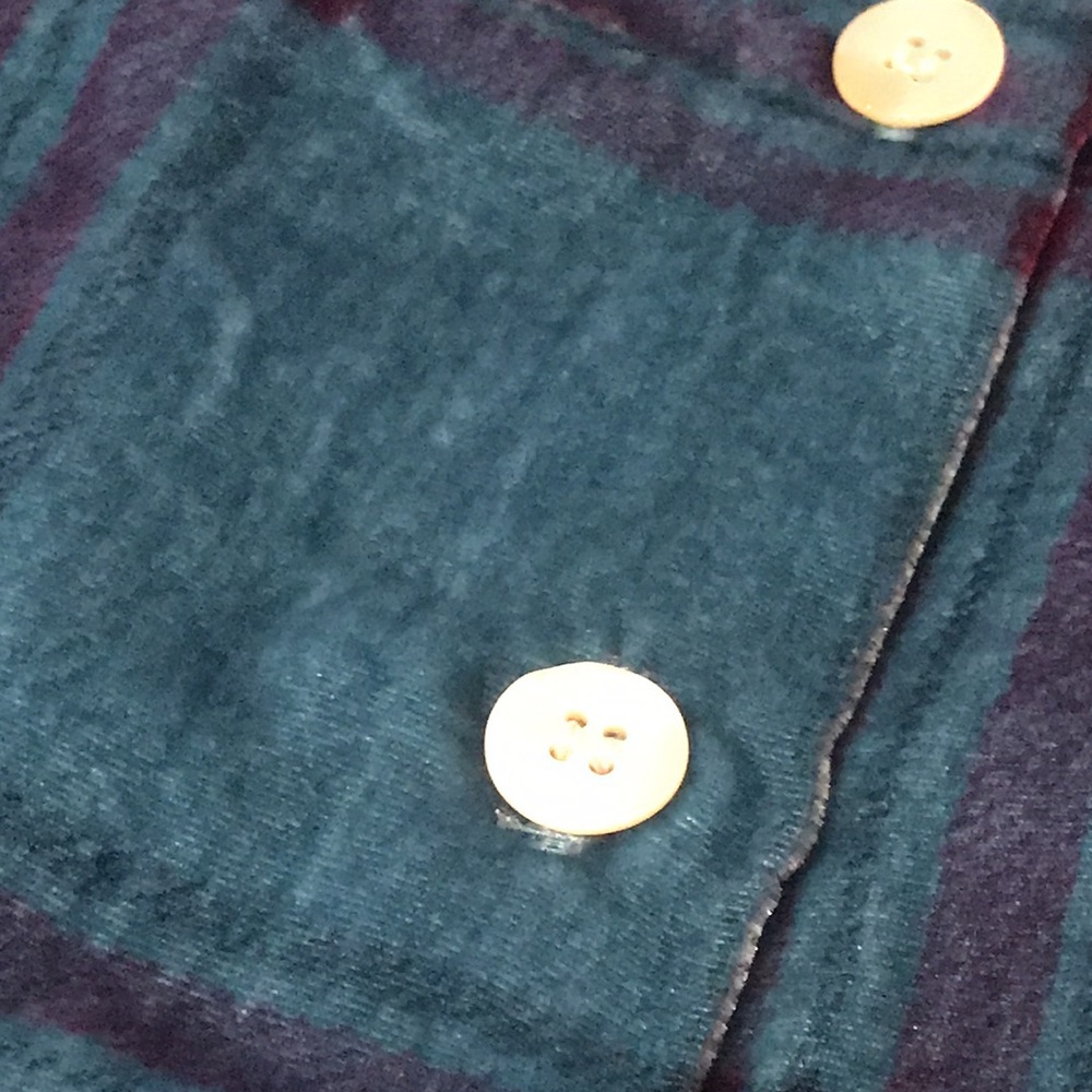 Soft Surroundings Velvet Woman’s Top Boyfriend Shirt Size Large Teal Blue Purple - Picture 7 of 8